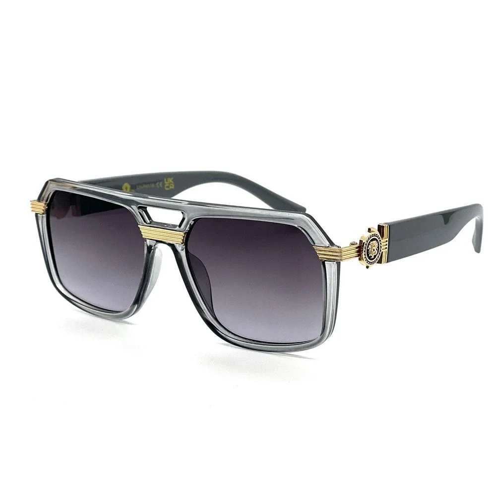 Gray Frame Aviator Sunglasses  Driving Outside‎ Wear Flat Lens Comfortable Large